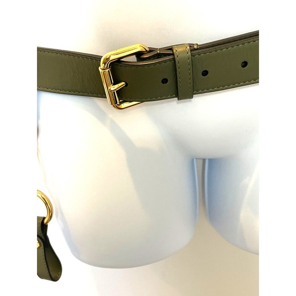 Fendi Vitello Glacier Utility Belt Olive Green Olive Green Leather Gold Accents - Picture 7 of 13